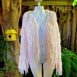 Shaggy sweater crocheted chenille cardigan